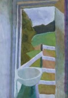 Lot 443 - Zdzislaw Ruszkowski, Landscape Through A Window, watercolour.