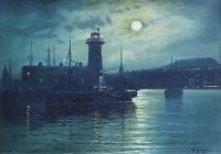 Lot 495 - Walter Meegan, Scarborough Harbour, oil.