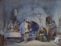 Lot 510 - George Cattermole, The Falconer, watercolour.