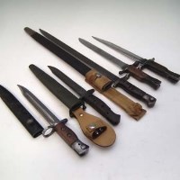 Lot 97 - Five American/Canadian bayonets (one converted to