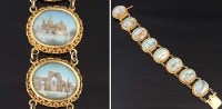 Lot 116 - Indian gold bracelet set with miniatures.