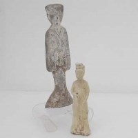 Lot 123 - Cream glazed pottery figure, Tang dynasty