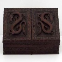 Lot 142 - Chinese hardwood stationery box.