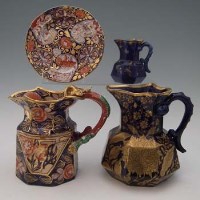 Lot 203 - Masons ironstone blue and gilt jug and similar