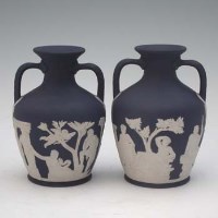 Lot 232 - Pair of Wedgwood Portland vases   typical white