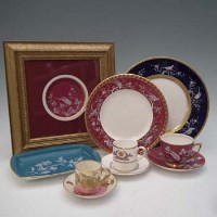 Lot 336 - Group of Minton decorated with white enamel on coloured grounds