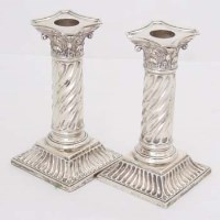 Lot 353 - Pair silver candlesticks.