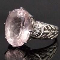 Lot 519 - 14k white gold and morganite single stone ring.