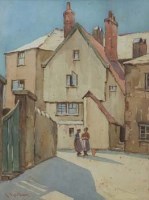 Lot 667 - Thomas Mortimer, Street scene with figures, watercolour.