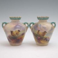 Lot 136 - Pair of Royal Worcester vases.