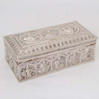 Lot 230 - White metal table top cigarette box.