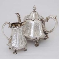 Lot 268 - Edinburgh silver teapot and cream jug
