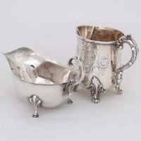 Lot 270 - London silver cream jug, together with a Birmingham sauceboat