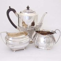Lot 277 - Sheffield silver coffee pot together with two sucriers