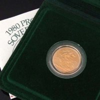 Lot 283 - 1980 proof sovereign.
