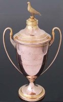 Lot 285 - 9ct gold trophy cup and cover.