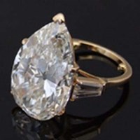 Lot 291 - Large pear-cut single stone diamond ring