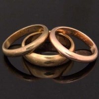 Lot 293 - Three gold plain bands.