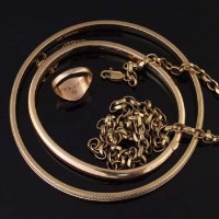 Lot 337 - Two bangles, necklace, ring (4)
