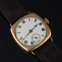 Lot 381 - Swiss gold wristwatch, Dennison case Birmingham