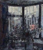Lot 446 - Joan D. Taylor, Flowers before a window, oil.