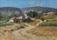 Lot 449 - James Longueville, Farms in the Luberon, Provence, oil.