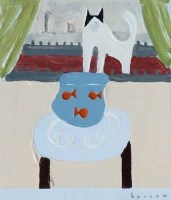 Lot 467 - David Barrow, Cat n' Fish, oil.