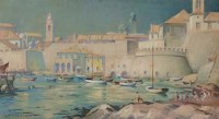 Lot 485 - Rowland Spencer Ford, Dubrovnik Inner Harbour, Yugoslavia, oil.