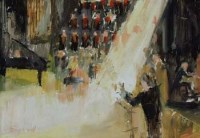 Lot 488 - F.J. England, The Opening Bar, oil.