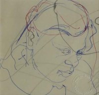 Lot 500 - R.O. Lenkiewicz, Portrait study, ink.