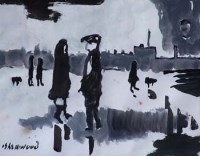 Lot 503 - J.L. Isherwood, Rainy Day, Wigan, watercolour.