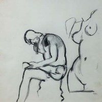 Lot 504 - Keith Vaughan, Figure study, pencil.