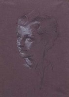 Lot 513 - Stephen Ward, Female portrait, crayon.