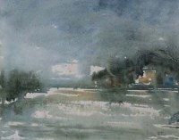 Lot 522 - Gwilym Pritchard, Seine near Laudebec, watercolour.