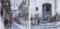 Lot 524 - Colin Warden, Paris Arcade and Koutouloufari, mixed media (2).