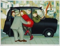 Lot 556 - After Beryl Cook, Taxi, signed print.