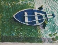 Lot 558 - Bernard Cheese, Pushing off the Boat, lithograph.