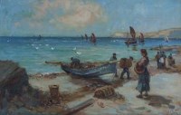 Lot 563 - J.W. Gilroy, Bringing in the Catch, Whitby, oil.