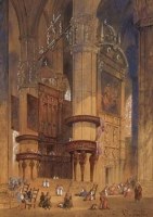 Lot 591 - A. Babington, Milan Cathedral interior,  watercolour.
