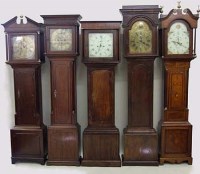 Lot 604 - Oak longcase clock banded in mahogany