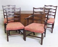Lot 629 - Set of four Chippendale style mahogany dining chairs 19th century including a carver chair