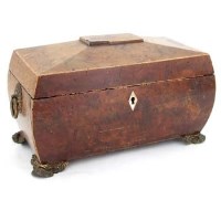Lot 32 - Yew wood tea caddy.