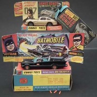 Lot 134 - Corgi Batmobile and Bond Aston Martin.