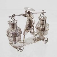 Lot 171 - China trade silver condiment set.
