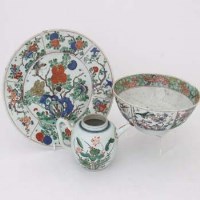 Lot 175 - Chinese famille verte plate; famille verte bowl