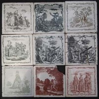 Lot 216 - Nine various Sadler-printed Liverpool delftware
