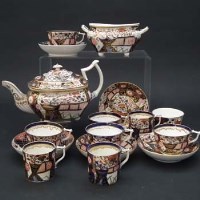 Lot 225 - Derby tea service garden pattern.