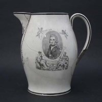 Lot 230 - Liverpool creamware jug of Nelson.