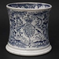 Lot 242 - Staffordshire blue transfer mug.