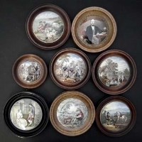 Lot 245 - Eight framed Pratt pot lids.